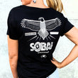 Load image into Gallery viewer, SOBAH RISING WEDGETAIL EAGLE V-NECK TEE (WOMENS)